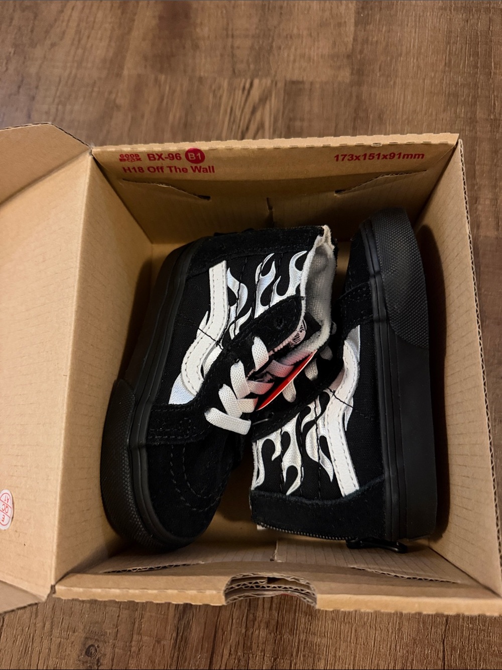 Vans Kids Black & White Flame High-Top Sneakers